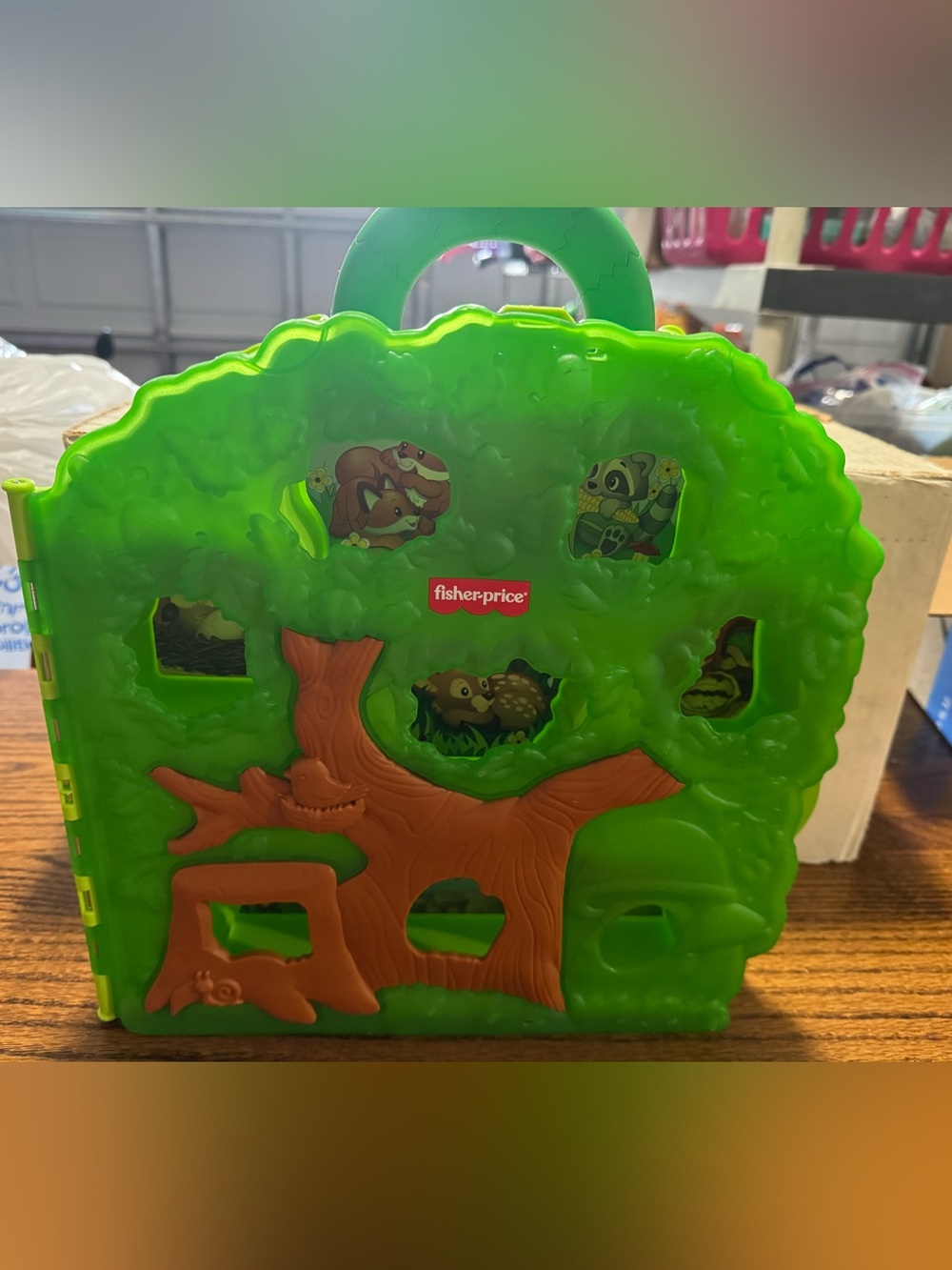 Fisher-Price Little People Green and Brown Woodland Tree Shape Sorter Carry Case